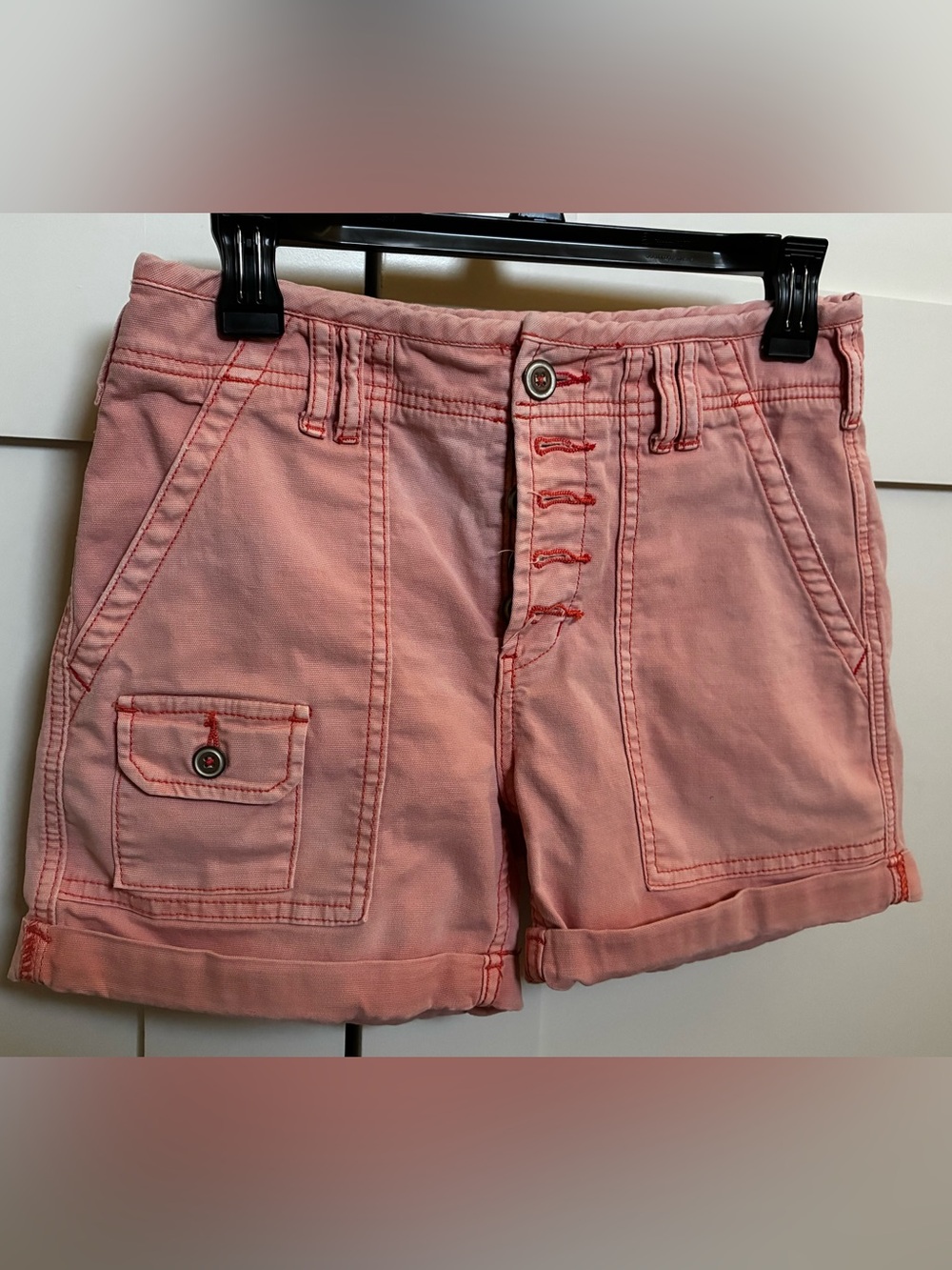 Pilcro Coral Pink Utility Cargo Shorts